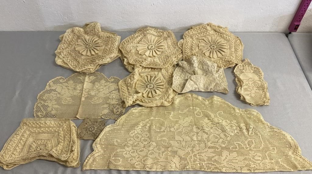 22 PCs. Of Vintage Hand Crochet Doilies