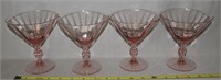 (4) Fry Pink Optic Depression Glass 5" Sherbets