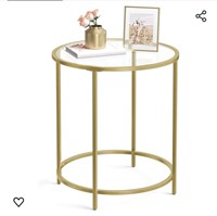 ($58) VASAGLE Round Side Table, Glass End