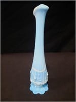 Fenton Slag Glass Turquoise Vase - 10.5"h