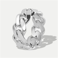 14K SOLID WHITE GOLD CUBAL LINK RING 8MM SIZE 8