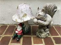Gnome and Squirrel Statue for Garden