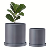 FairyLavie 6.7+5.5 Inch Cement Pots  Set of 2  Dar