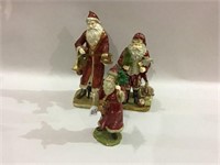 Lot of 3 Decorative Santas