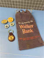 WALKER BANK BAG VINTAGE & OLD RARE PINS
