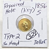 1856-S T.2 $1 Gold-Repaired