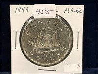 1949 Can Silver Dollar  MS62