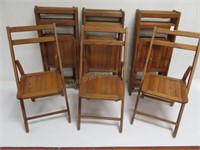 Lot of 12 Vintage Folding Wood Slat Chairs