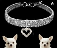 Large- Sparkling Heart Shaped Pet Necklace 13.4"