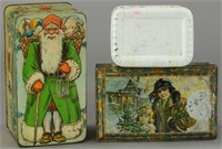TWO SANTA AND ONE WHITE CANDY TINS