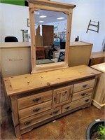 VAUGHAN 8 DRAWER PINE DRESSER W/ MIRROR