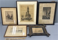 Artist Signed Etchings Lot Collection