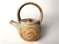 PS Industrial brown Gray Sand Swirl Clay Teapot