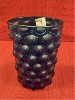 Blank Blue Bubble Glass Vase, 9 inches