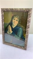 Antique lady in prayer framed print