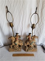 Vintage Oriental Lamps 1 Chipped 1 Repaired