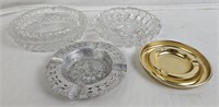 Lot Of Crystal & Metal Ashtrays