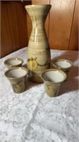 Louisville Stoneware Decanter and 4 Cups