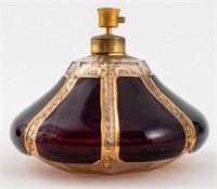 Bohemian Amethyst Cut Glass Perfume Bottle