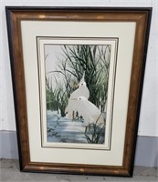 (E) White Egrets Oriental Embroidery on Silk