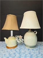 Porcelain Tea Pot & Stoneware jug Lamp