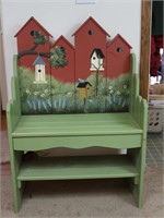 Painted Bird House Entryway Bench