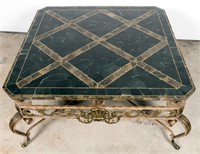 Maitland Smith Gilt Metal Stone Top Coffee Table