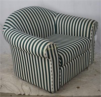 Modern White & Green Striped Chair