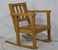 Vtg Solid Oak Children's Rocking Chair