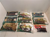 9 Bags of Bass Pro & Zoom Worm Assortment