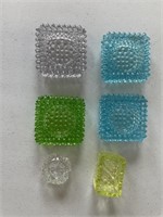 6 Salt Dips Assorted Color Glass