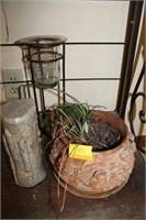 TERRA COTTA PLANTER, CANDLE HOLDER AND SMALL