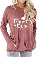 Size M - Freemale Womens Mama Bear Sweatshirt Long