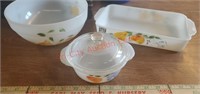 Vintage Fire King Milk Glass Casserole Dishes &