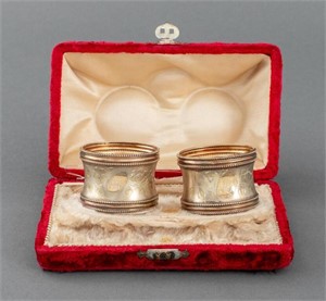 Lutz & Weiss German Silver Gilt Napkin Rings, 19 C