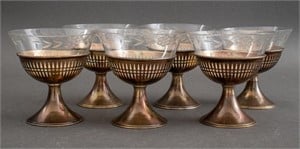 Sterling Silver Champagne Coupes with Liners, 6