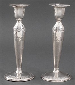 Kerr Arts & Crafts Silver Candlesticks, 2, ca 1890