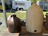 2 Stoneware Jugs - 4 Gallon & 1 Gallon