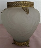 703 - GLASS & METAL VASE 9.5"H