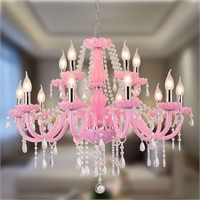 K9 Crystal Chandelier 15 Lights Crystal Glass Pink