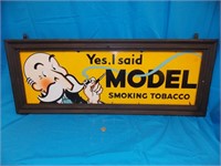 "MODEL" SMOKING TOBACCO PORCELAIN SIGN