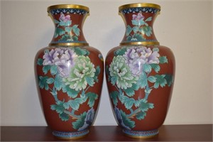 A Pair of Large Cloisonne Vases
