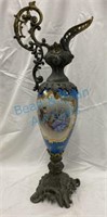 French bronze and porcelain portrait ewer