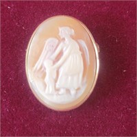 Cameo charm/brooch set in 14k gold