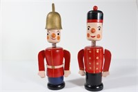 Vintage Wood Toy Soldier Bobble Head Coin Banks