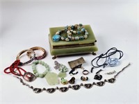 Chinese, Siam Niello, Alabaster Jewelry Box