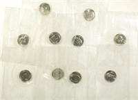 Group of BU 1996-W Roosevelt Dimes in Cellophane