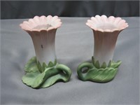 Pair of Lefton Floral Candle Holders