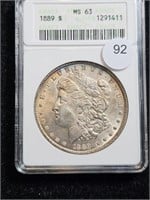 1889 Morgan Dollar ANACS MS63