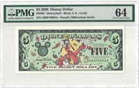 2000 $5 Disney Dollar PMG 64